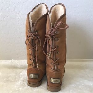 Ugg Look-Alike Sherling Suede Boots w/ Laces